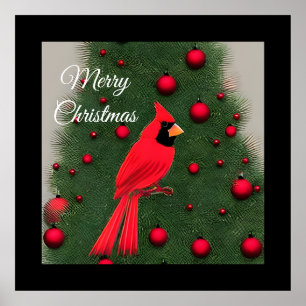 Poster Belo Cardeal Vermelho de Natal