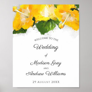 Poster Belo Casamento de Arte de Flor Amarelo Hibiscus