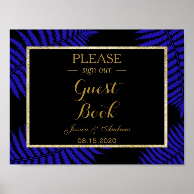 Póster Belo Casamento de Folha Azul Bracken (Frente)