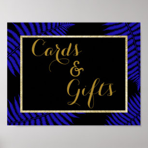 Poster Belo Casamento de Folha de Feto Azul