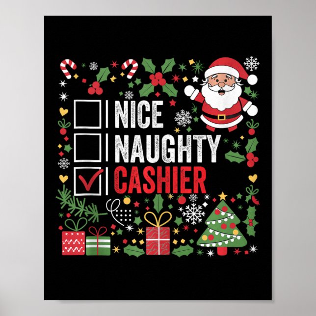 Poster Belo Cashier Engraçado Natal Papai Noel T (Frente)