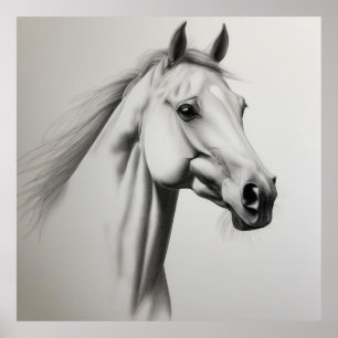 Poster Belo cavalo Lápis desenhando decoração de casa