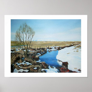 Poster Belo cenário islandês de neve paisagem belíssima a