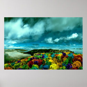 Poster Belo céu colorida rochas arte