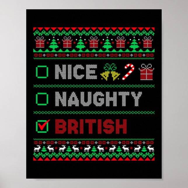 Poster Belo Checklist para o Natal britânico (Frente)