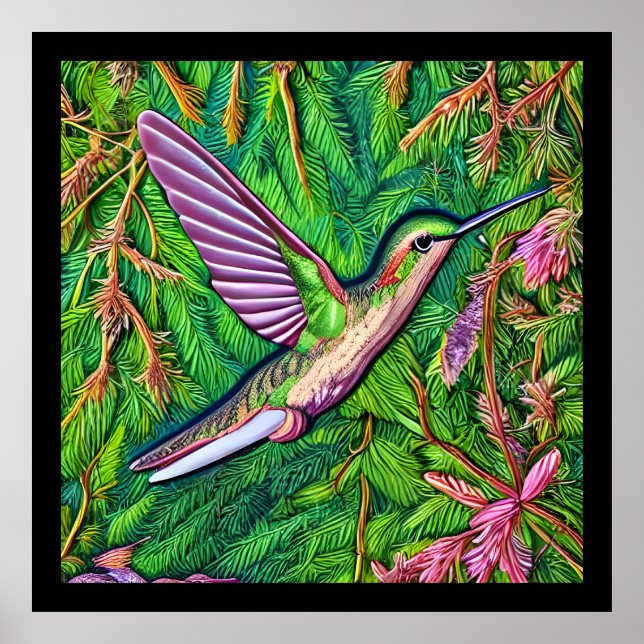 Poster Belo Chique Pequeno Hummingbird. (Frente)