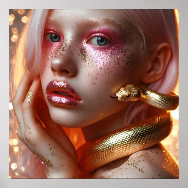 Poster Belo cobra de ouro com garota (Frente)