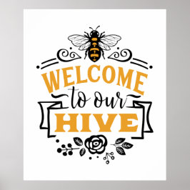 Poster belo colmeia de abelha bem-vinda arte
