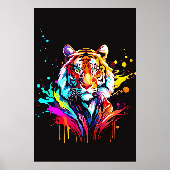 Poster Belo design de tigre Abstrato (Frente)