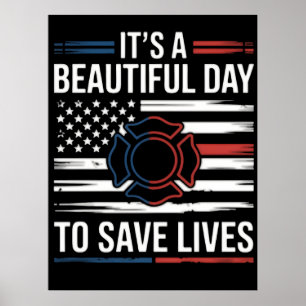 Poster Belo Dia Para Salvar Vidas Bombeiro PNG
