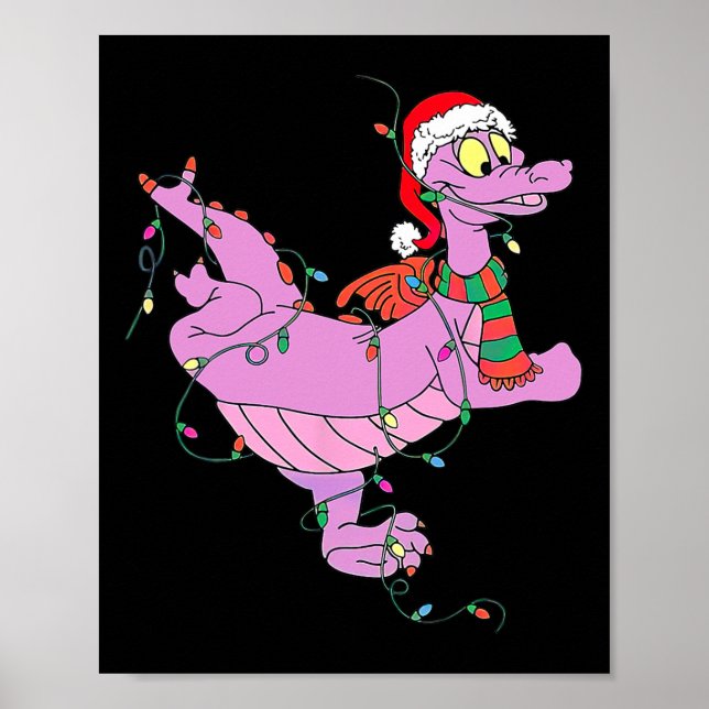 Poster Belo Dragão Bonito Beliscando Luzes de Natal (Frente)