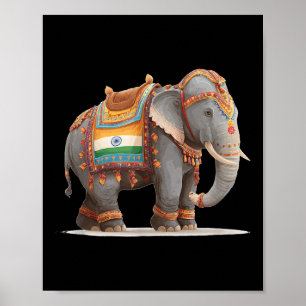 Poster Belo Figurino De Elefante Indiano Para Adultos E