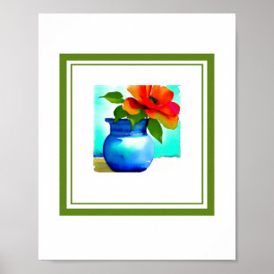 Poster Belo Flor Azul Vase Direita Flor