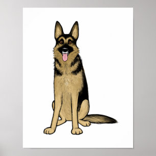 Poster Belo German shepherd Desenho De Cartoon