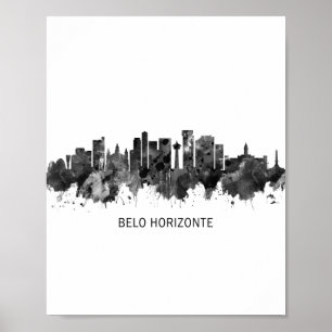 Poster Belo Horizonte Brasil Skyline BW