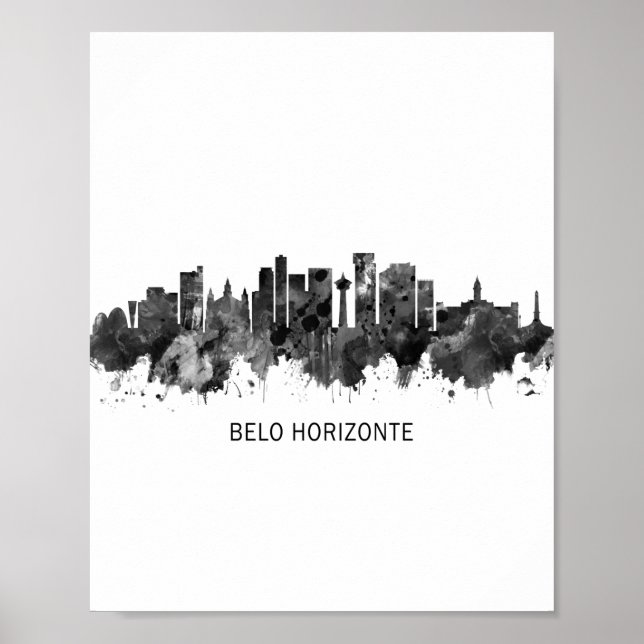 Poster Belo Horizonte Brasil Skyline BW (Frente)