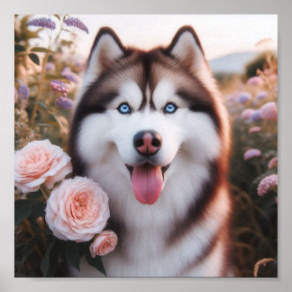 Poster Belo Husky Siberiano com olhos tortos