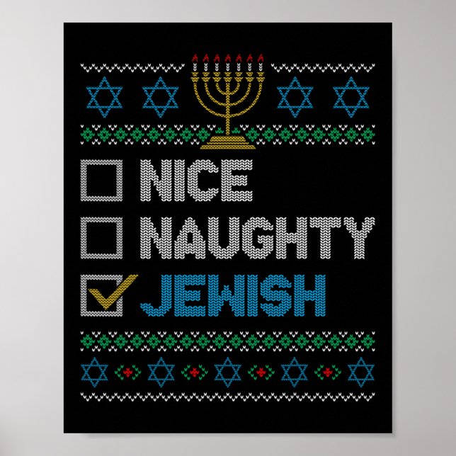 Poster Belo Jewish Feliz de Natal Engraçado H (Frente)