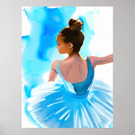 Poster Belo Jovem Ballerina em Azul