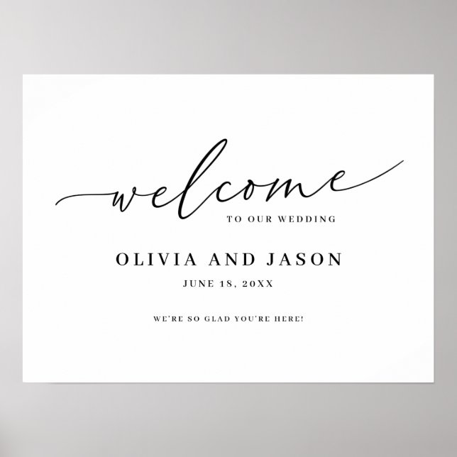 Poster Belo Letreiro de Boas-Vindas de Casamento com Letr (Frente)
