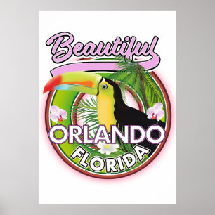 Poster Belo logotipo de viagem Miami Orlando