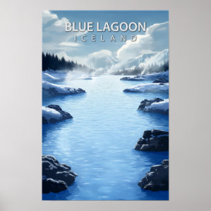 Poster Belo Lugar Lagoa Azul Viagem da Islândia
