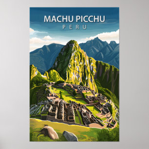 Poster Belo lugar Machu Picchu Illustração Viagem