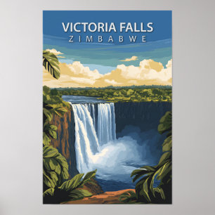 Poster Belo lugar Victoria Falls Viagem do Zimbábue