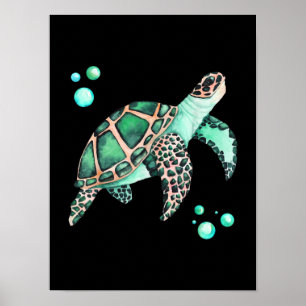 Poster Belo Mar Turtle Watercolor