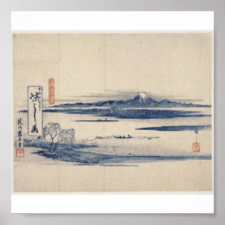 Poster Belo Monte Fuji no Japão por volta de 1800