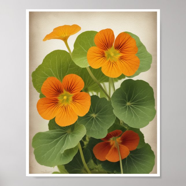 Poster Belo Nasturtium Flower Wall Art Decor (Frente)