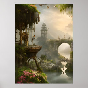 Poster Belo olhar do rio Bridge Fantasy