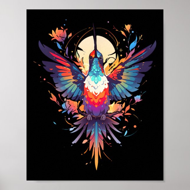 Poster Belo Pássaro Hummingbird Assistindo o Dia da Terra (Frente)