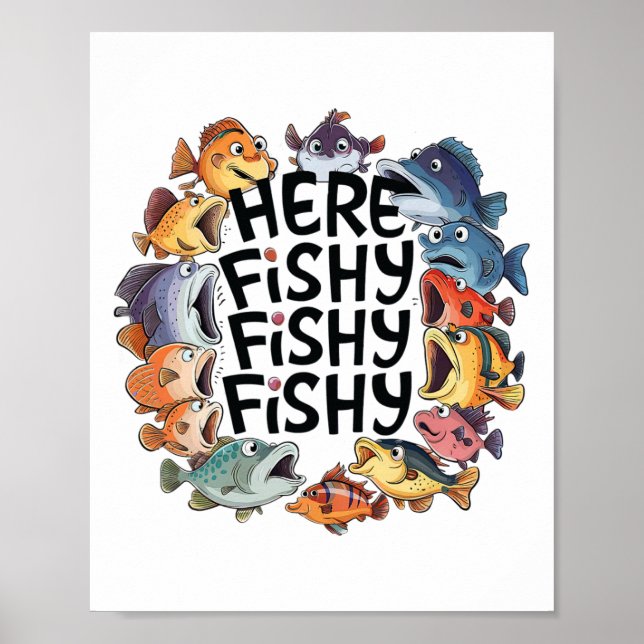 Poster Belo peixe, Engraçado, Sobrevoado, Crianças Bebê B (Frente)