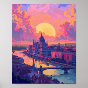 Poster Belo pôr do sol em Budapeste, Hungria