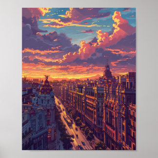 Poster Belo pôr do sol na Espanha de Madrid