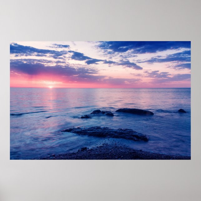 Poster Belo pôr do sol no mar (Frente)