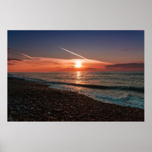 Poster Belo pôr do sol no mar. Batumi Georgia