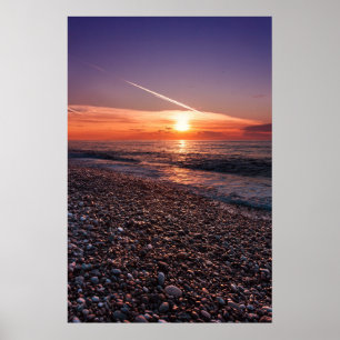 Poster Belo pôr do sol no mar. Batumi Georgia