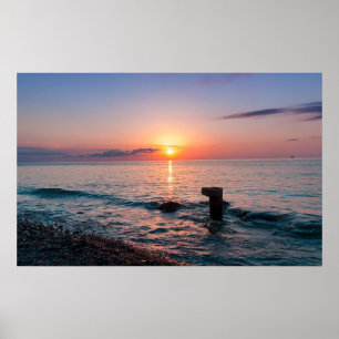 Poster Belo pôr do sol no mar. Batumi Georgia