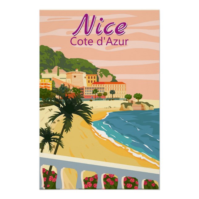 Póster Belo poster da costa francesa da Riviera (Frente)