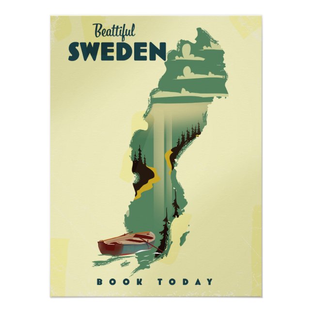 Póster Belo poster de viagens Suecia (Frente)