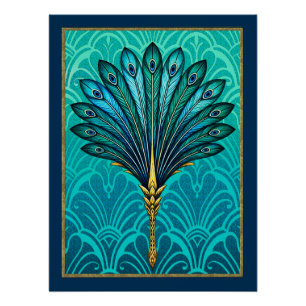 Póster Belo Poster do fã Peacock Art Deco.