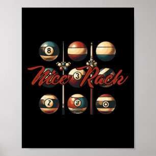 Poster Belo Rack Funny Billiards Jogador Vintage Piscina