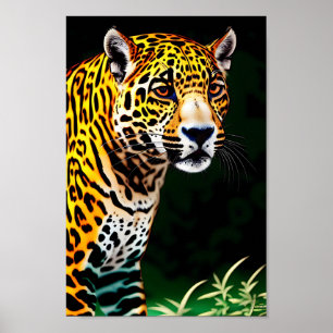 Poster belo retrato da arte digital jaguar