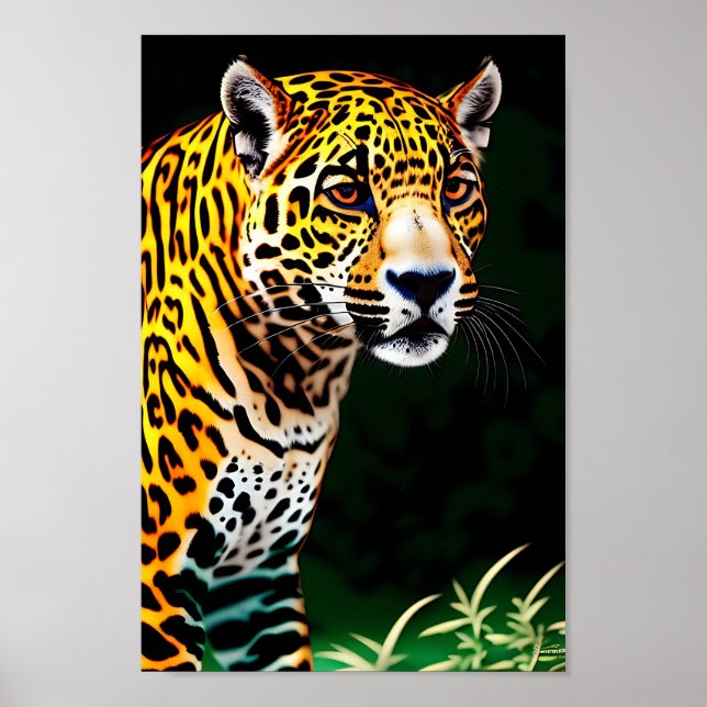 Poster belo retrato da arte digital jaguar (Frente)