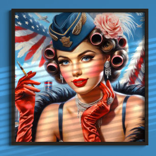 Poster Belo retrato da Vintage Girl