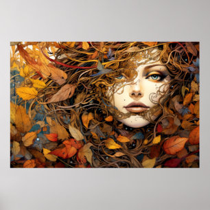 Poster Belo retrato de mulher entrelaçando