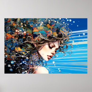 Poster Belo retrato de mulher entrelaçando