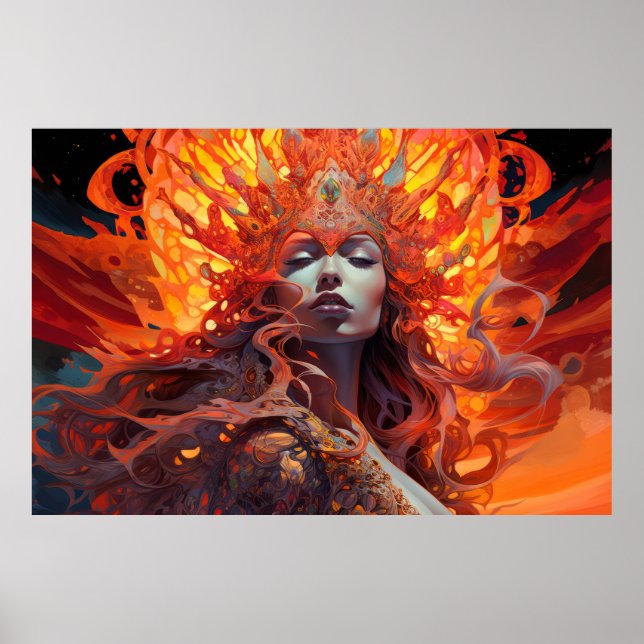 Poster Belo retrato de mulher entrelaçando (Frente)